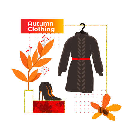Vector set of warm, knitted clothes and shoesのイラスト素材