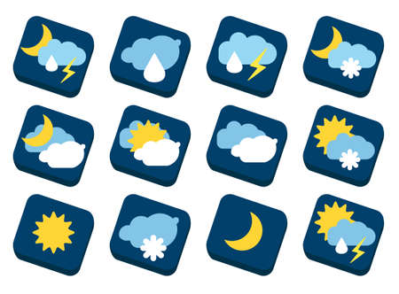 signs, symbols for weather forecast on tiles.のイラスト素材
