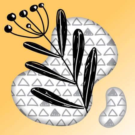 a liquid shapes, geometric elements and plantsの写真素材