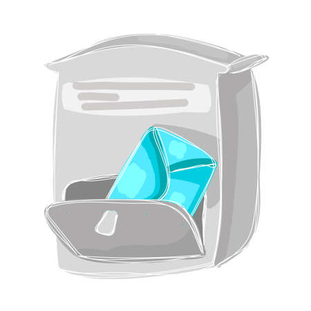 Vector flat illustration with an isolated gray open mailbox with letters. The concept of mail, parcels, letters, mailing, delivery. You can use the element in web design, banners, etc.のイラスト素材