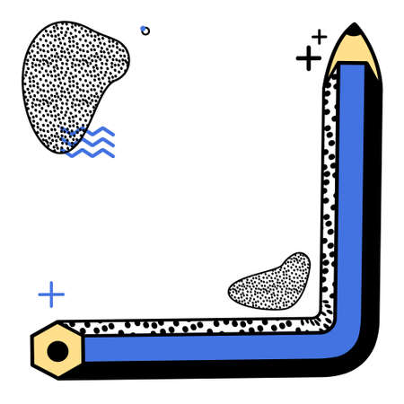 Vector abstract illustration for background design, text frames, titles. Stationery, a pencil with geometric shapes are depicted. Square format. It can be used in web design, banners, etc.のイラスト素材