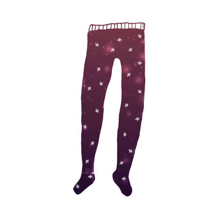 Vector abstract isolated illustration with tights printed with pink star galaxy and snowflakes. The concept of winter, warm, fashionable, youth clothing, underwear.のイラスト素材