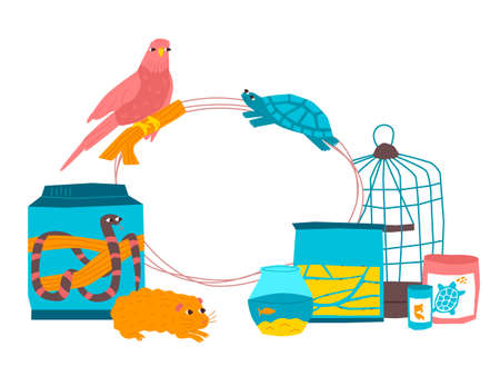 set of goods accessories and food for petsのイラスト素材