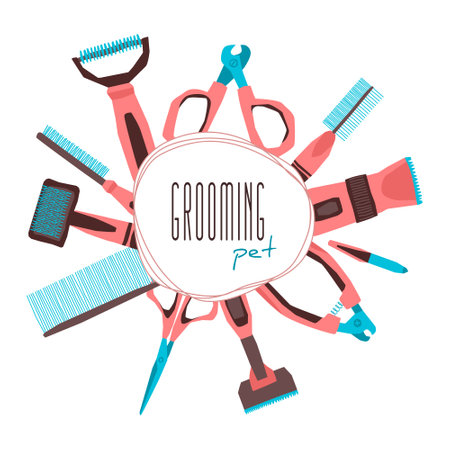 frame template with set of products for petsのイラスト素材