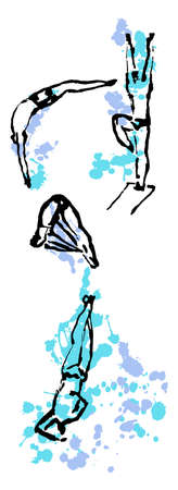 Vector hand drawn linear image with Divingのイラスト素材