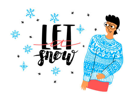 abstract illustration with lettering Let it Snowのイラスト素材