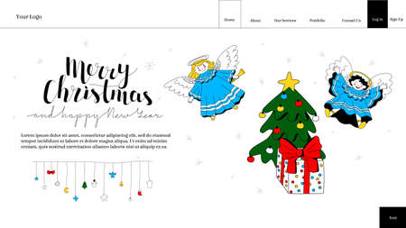 a template, landing page layout, website homepageのイラスト素材