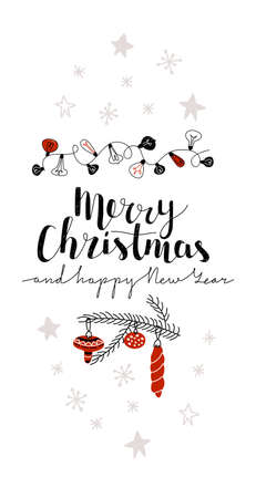 layout of Christmas or New Year postcardのイラスト素材