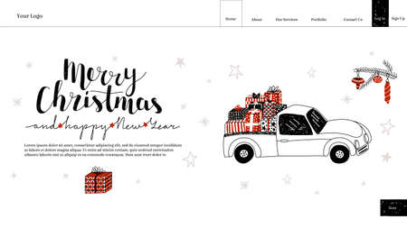 a landing, home page layout with letteringのイラスト素材