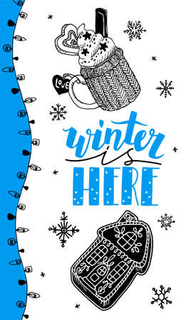 Vector postcard layout in concept of Christmasのイラスト素材