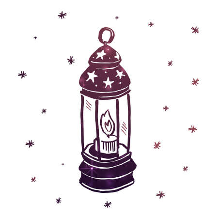 Vector abstract illustration with a kerosene lampのイラスト素材