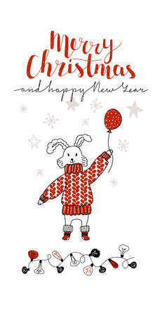 drawn template, Christmas, New Year greeting cardのイラスト素材