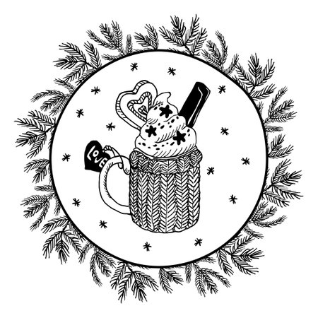 a doodle illustration with elements winter conceptのイラスト素材