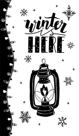 postcard layout on theme of season, winter.のイラスト素材