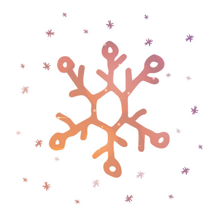 Vector abstract imagen with painted pink textured snowflake. Concept winter, snowfall, Christmas, new Year. You can use element in web design, banners, etc. Texture of snowflake is starry sky, galaxy.のイラスト素材