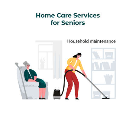 flat image in the concept of helping the elderly,のイラスト素材