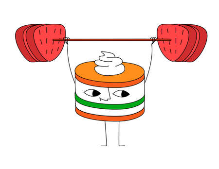 cake in the form of character lifting a barbellのイラスト素材