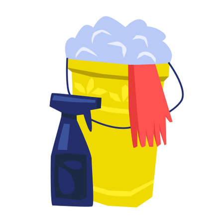 Vector image with set of items for home cleaning.のイラスト素材