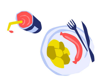 Vector flat illustration of a portion of foodのイラスト素材