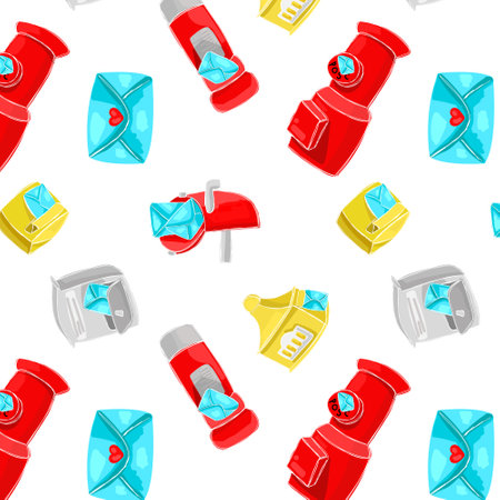 Vector pattern with a set of different mailboxesのイラスト素材