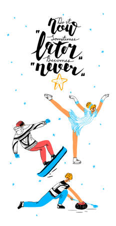 Vector postcard template with image figure skaterのイラスト素材