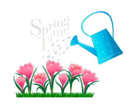 Vector isolated illustration with a watering canのイラスト素材