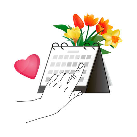 hand pointing finger at date on the calendarのイラスト素材