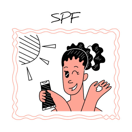 Vector isolated illustration with woman, who is applying a sunscreen, SPF cream on herself skin. Concept dermatology, skin Care, beauty. line style. You can use in web design, stickers, banners, etc.のイラスト素材