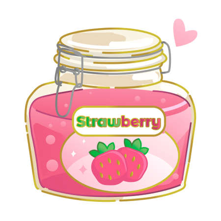 Vector isolated vector cartoon illustration with sweet, funny jam. The concept of dessert, sweets, yummy food, childhood. It can be used in web design, labels, banners, etc.のイラスト素材