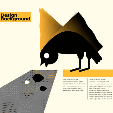 Vector abstract illustration with an abstract geometric bird that is pecking a grain on a perch. There is an empty space for the text. It can be used in the design of books, posters, etc.のイラスト素材