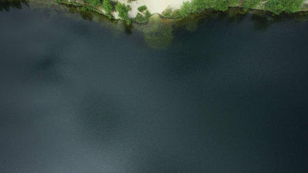 Beautiful river top view shot from the droneの写真素材