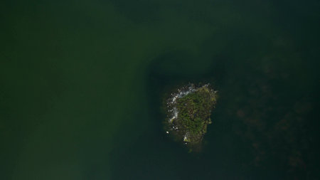 Beautiful island top view shot from the droneの写真素材