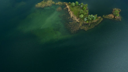Beautiful island picture top view shot from the droneの写真素材