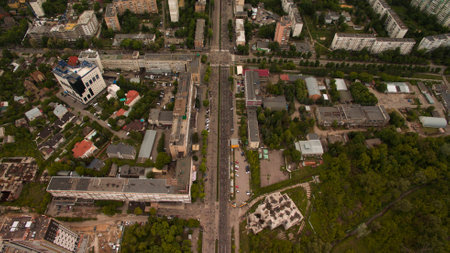 Beautiful town top view shot from the drone