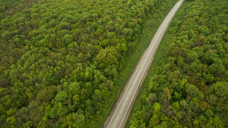 Beautiful road picture from aboveの写真素材