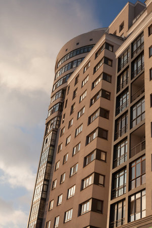 Office building against the sky in the cityの写真素材