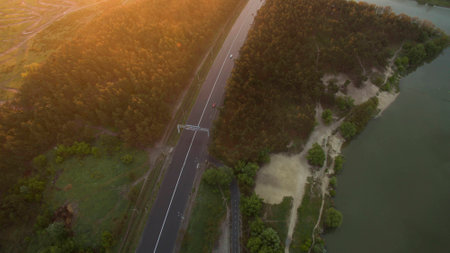 Beautiful picture top view shot from the droneの写真素材