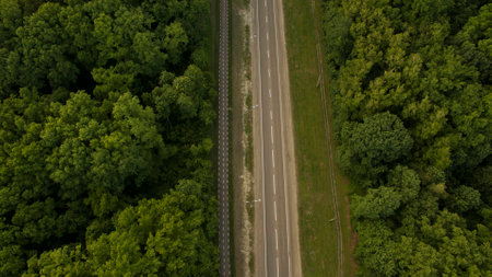 Beautiful road view from above scenery shot from the droneの写真素材