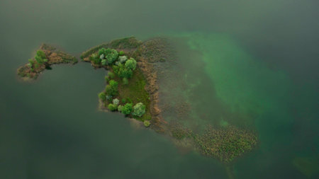 Beautiful island scenery shot from the droneの写真素材