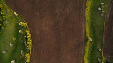 Beautiful farm scenery shot from the drone