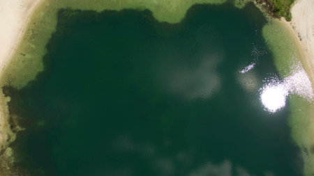 Beautiful lake scenery shot from the drone