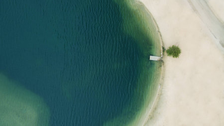 Beautiful beach scenery shot from the droneの写真素材