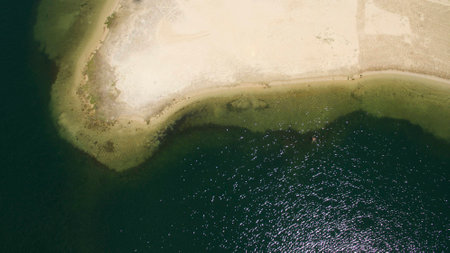 Beautiful beach scenery shot from the droneの写真素材