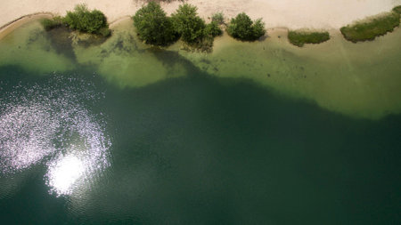 Beautiful beach scenery shot from the droneの写真素材