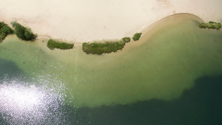 Beautiful beach scenery shot from the droneの写真素材