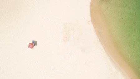 Beautiful beach scenery shot from the droneの写真素材