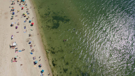 Beautiful beach view from aboveの写真素材