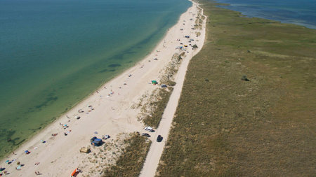 Beautiful beach view from aboveの写真素材