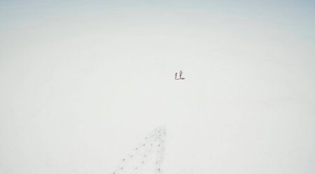 Beautiful salty white lake view from aboveの写真素材