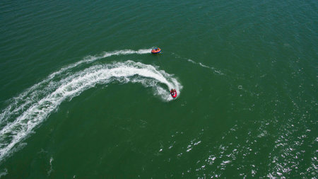 Sea in the summer view from aboveの写真素材